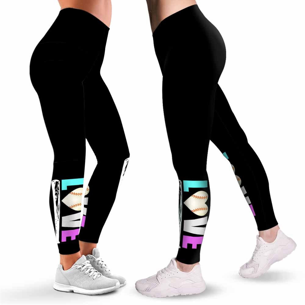Softball Leggings for Women. Softball Love Pattern Printed Women Leggings.  Yoga Workout Custom Personalized Gift. -  UK