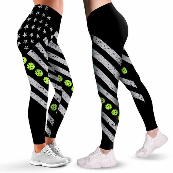 Pickleball Leggings for Women. American Flag Pattern Women -  UK