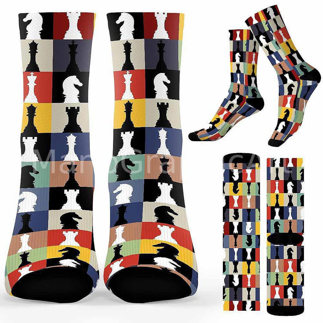 Chess Socks. Soft Printed Socks Casual Socks Mens Womens. Chess Theme