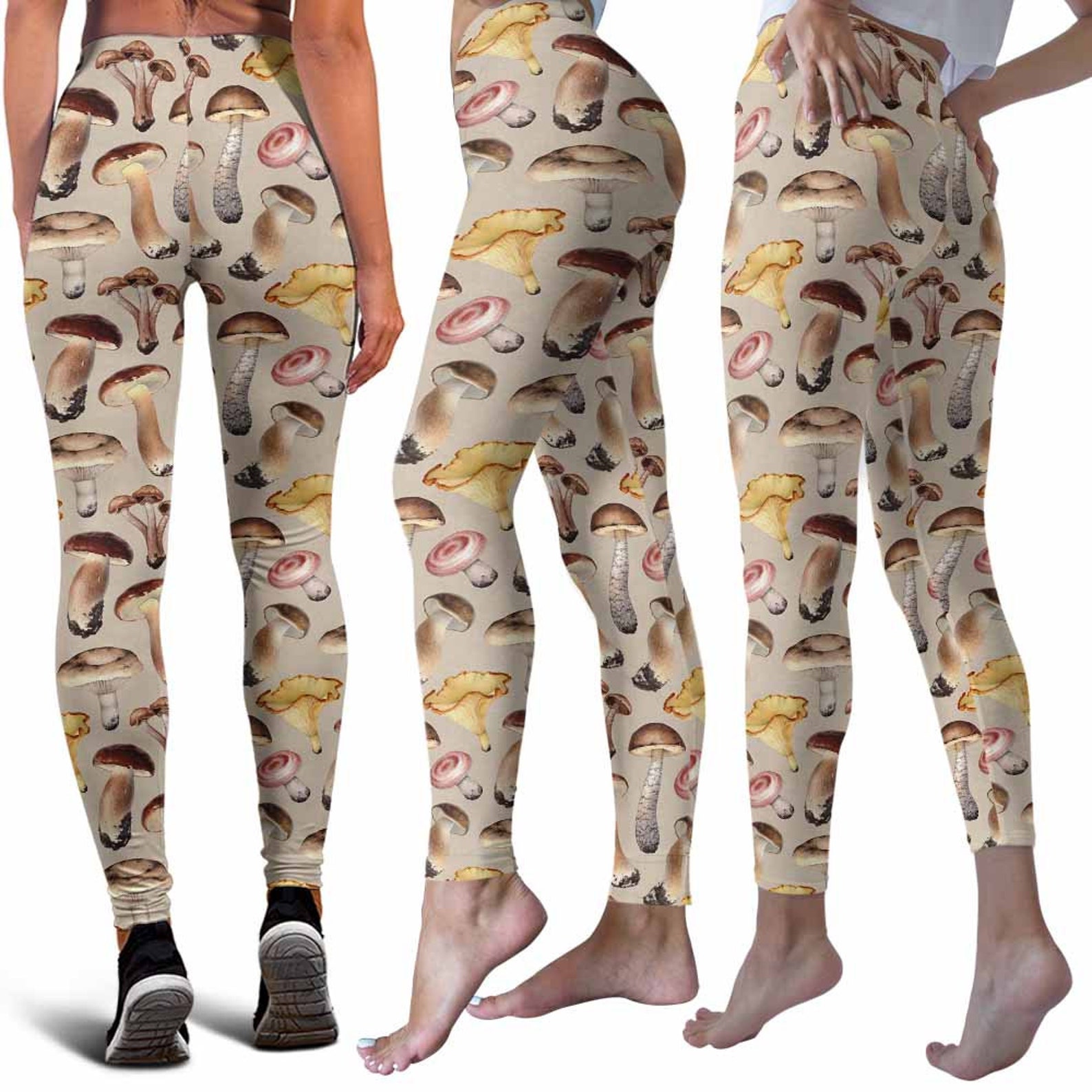 Mushroom Leggings for Women. Mushroom Pattern Printed Etsy