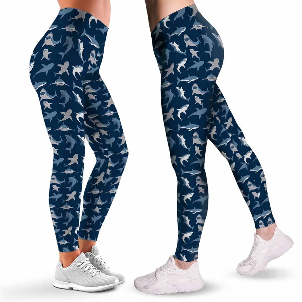 Shark Leggings for Women. Shark Pattern Printed Leggings. Women Leggings.  Yoga Workout Custom Leggings Gift. 