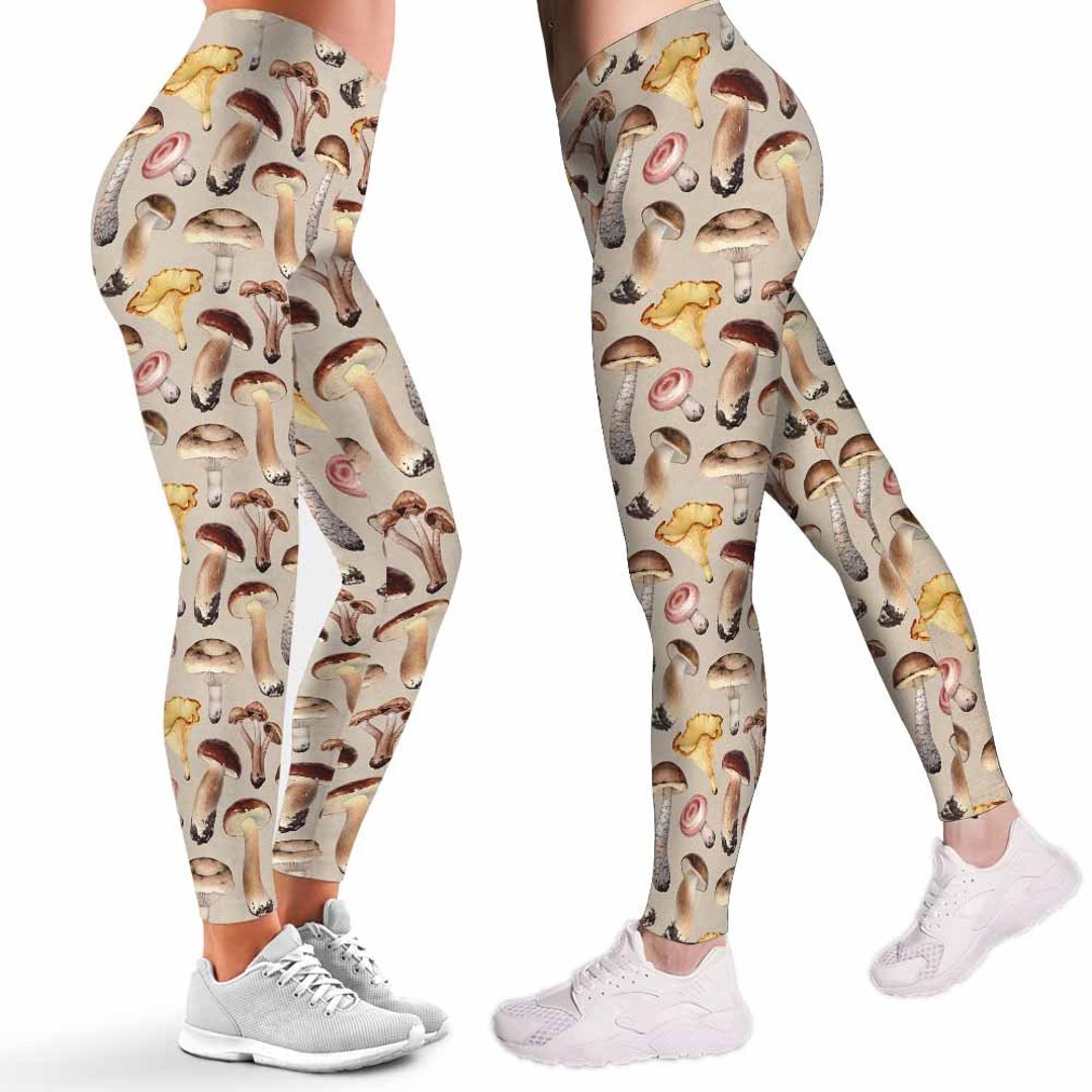 Mushroom Leggings for Women. Mushroom Pattern Printed Etsy