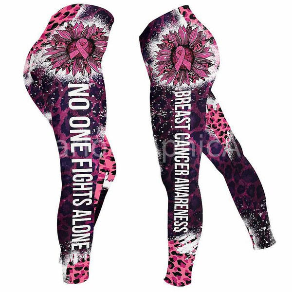 Leggings Yoga Believe Soutien Cancer Du Sein - Taille M - Noir Avec Ruban Rose - Neuf Avec étiquettes