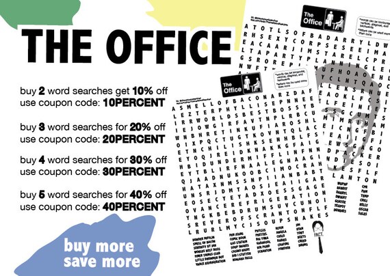 the office tv show inspired word search set of 2 instant etsy australia