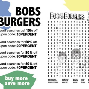 Bob's Burgers Inspired Word Search Instant Digital | Etsy France