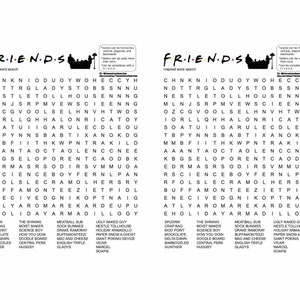 Friends TV Show Inspired Word Search Set of 2 Instant | Etsy