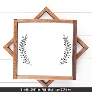 Laurel Branches SVG PNG DXF digital cut file, Farmhouse Decor,  Hand drawn Leaf Laurel Wreath,  Clipart, Instant Download