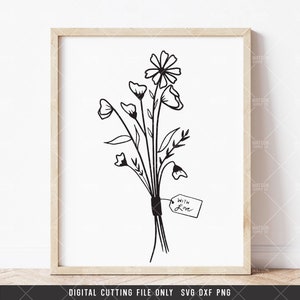 Met Love Bouquet SVG PNG DXF digitale cut file, Geïllustreerde bloemen, Floral svg, Bloemstuk, Clip art, Instant Download