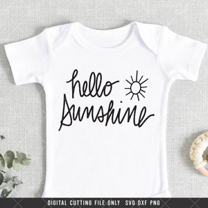Hello Sunshine SVG PNG DXF digital cut file, Hand Lettered,Bright, you are my Sunshine, for baby, for children Clipart, Instant Download