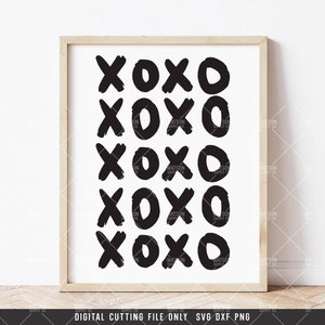 XOXO svg png dxf digital cut file, printable art print, Love xoxo, Valetine&#39;s Day Hand Lettered Clipart, Instant Download