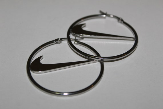 Nike Silver Hoop Earring , Swoosh earring ,Just do