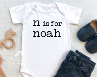 Body de bebé con nombre e inicial, body personalizado, algodón personalizado