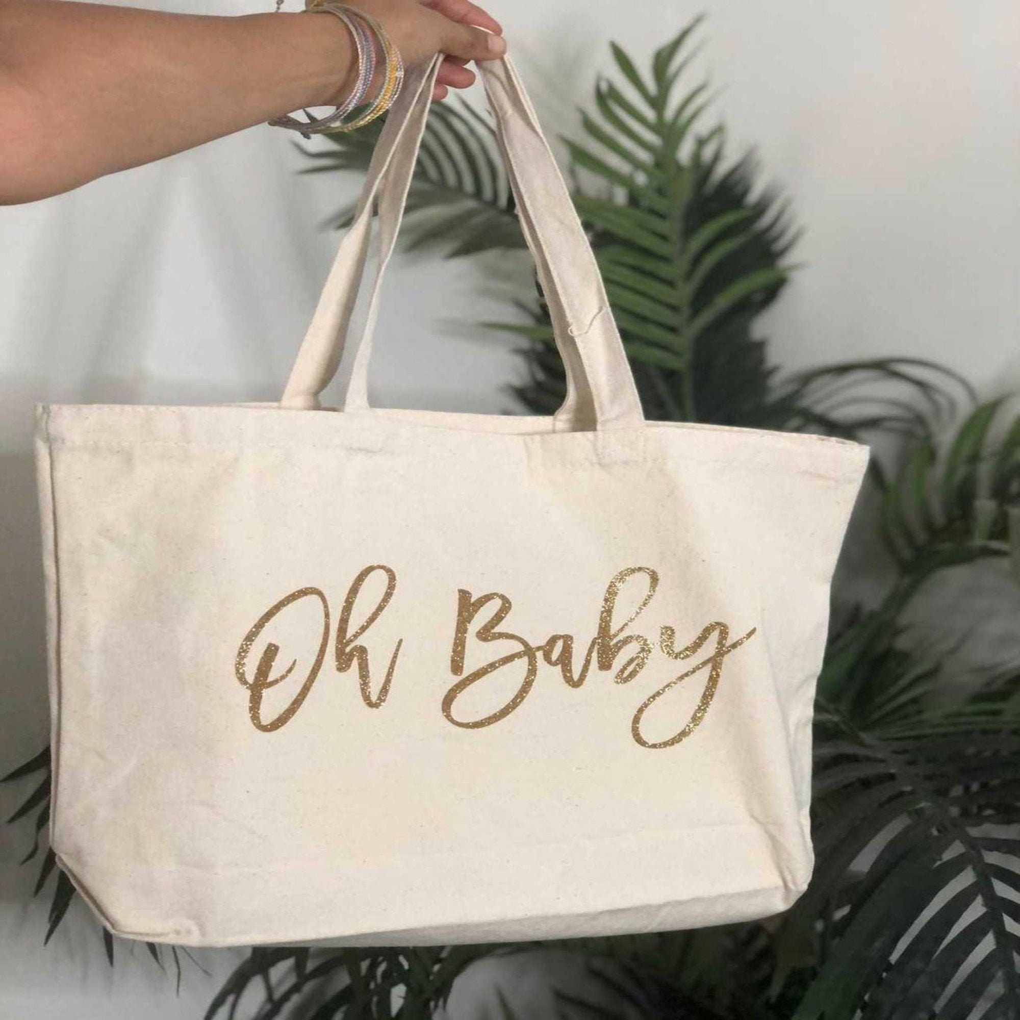 Oh Baby Tote Bag, Canvas Tote Bag, Baby Stuff Bag, Diaper Bag Tote