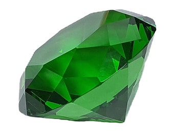 40mm Green Emerald Diamond Cut Crystal Glass Gem - Stunning Decorative Accent