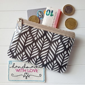 Mini Geldbeutel französisches Wachstuch Kunstleder vegan, Geldbörse Kartentasche, Kopfhörer, Reisegeldbeutel, Tampontasche