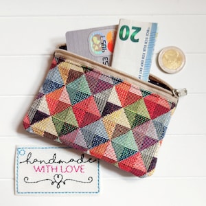 Mini Geldbeutel aus Gobelin und Kunstleder Geldbörse Kartentasche, Kopfhörer, Reisegeldbeutel, Tampontasche
