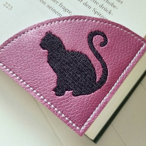 Bookmark cat embroidered faux leather, reading corner gift bookworm bookworm Mother's Day gift