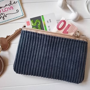 Mini Geldbeutel blau Cord Stoff Geldbörse Kartentasche, Kopfhörer, Reisegeldbeutel, Tampontasche