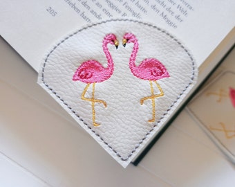 Flamingo bookmark embroidered faux leather, reading corner gift bookworm bookworm gift school enrollment