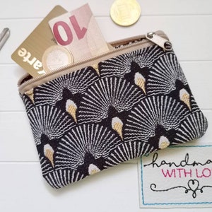 Mini Geldbörse Pfau Fächer Gobelin und Kunstleder Geldbörse Kartentasche, Kopfhörer, Reisegeldbeutel, Tampontasche