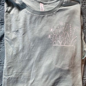 Wildflower Shirt Pocket Boho T-Shirt or Hoodie - Graphic Tee or Hoodie