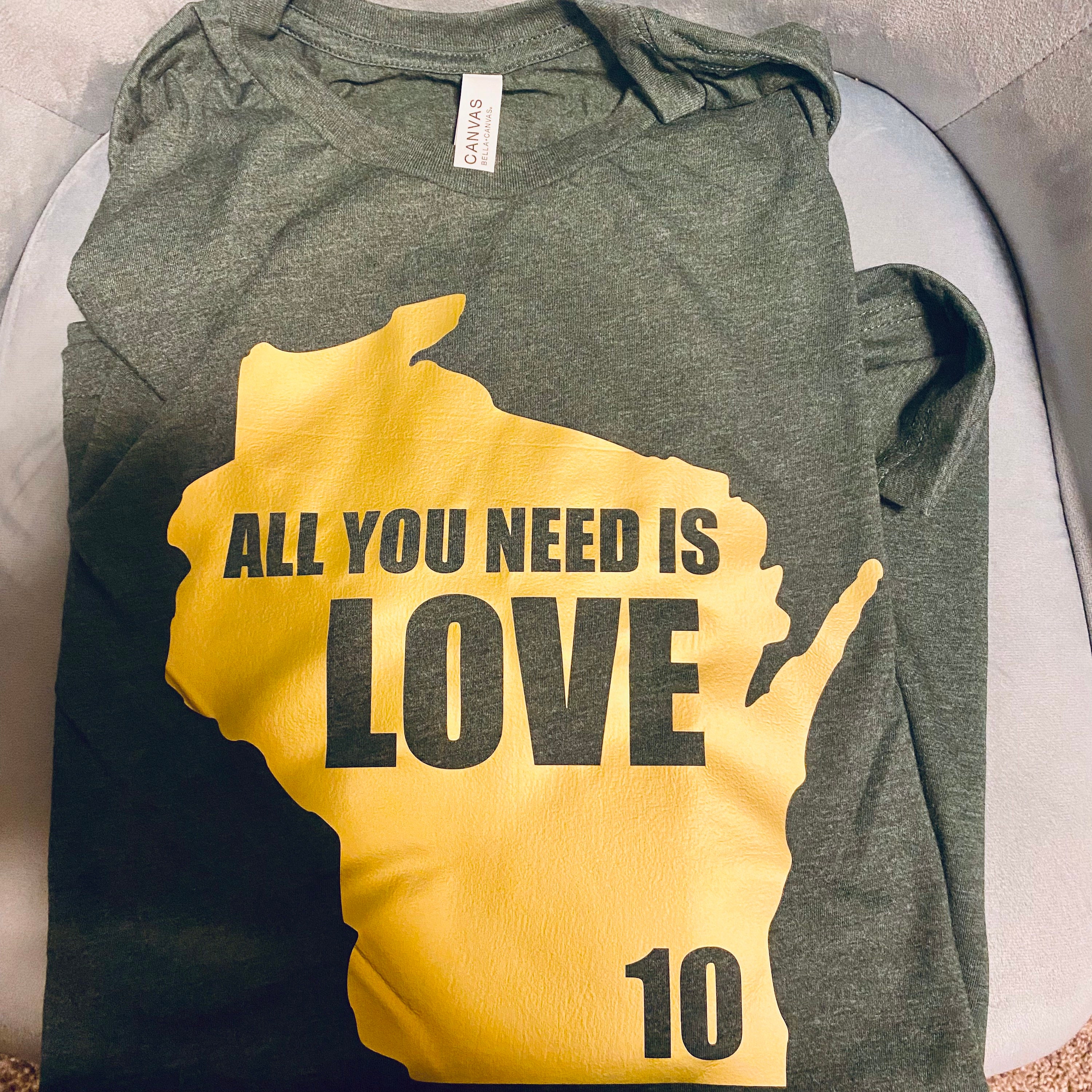 All You Need Is Love Packers T-Shirt or Hoodie - Graphic Tee or Hoodie