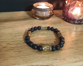 Viking Bracelet: Nordic Runes, Natural Stone Jewelry
