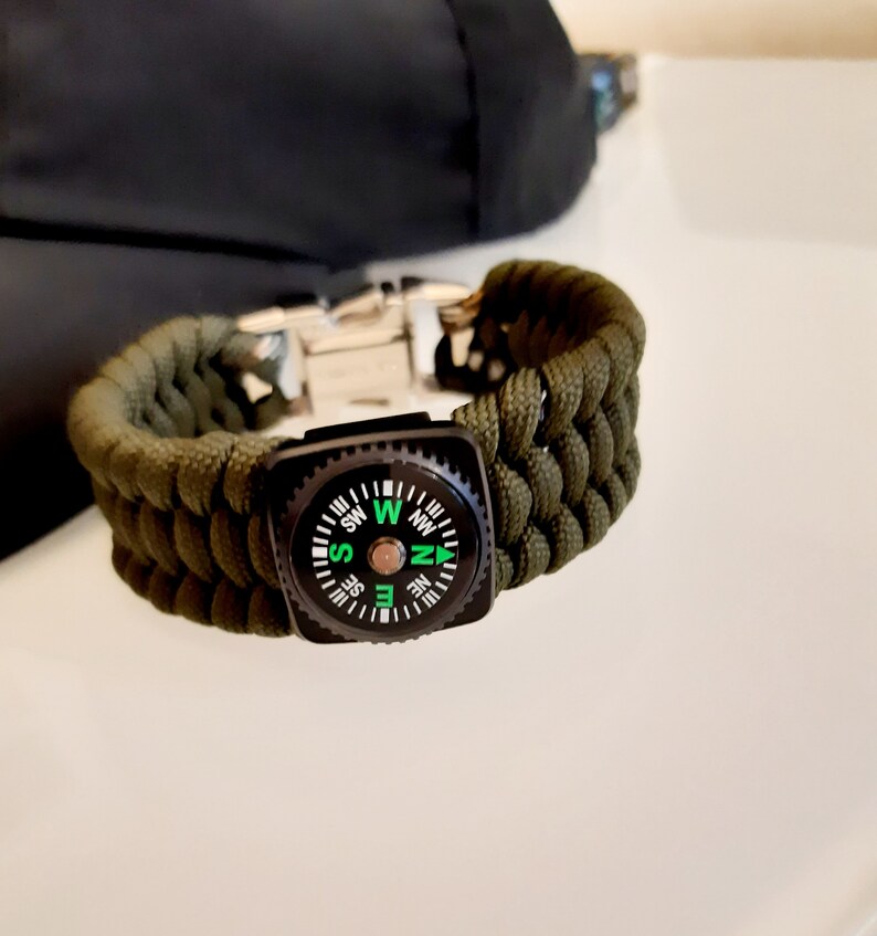 Compass Paracord Bracelet Military Style Bracelet Survival Etsy