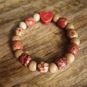 Kenaz wooden bracelet,  Kenaz rune, Rune for creativity, Eco gift for women, Natural Rustic Bracelet, Kenaz rune of fire and inspiration