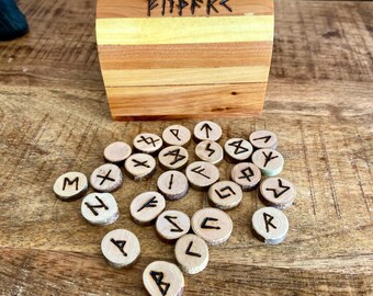 Handmade Elder Futhark Wooden Runes Set: Scandinavian Viking Divination