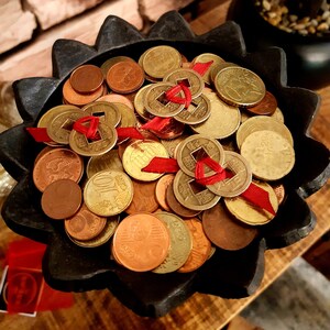 Talisman porte-bonheur Feng Shui 3 pièces attachées pour attirer la richesse dans une boîte cadeau/sac/portefeuille, pièces porte-bonheur chinoises, 3 x 3 pièces image 7