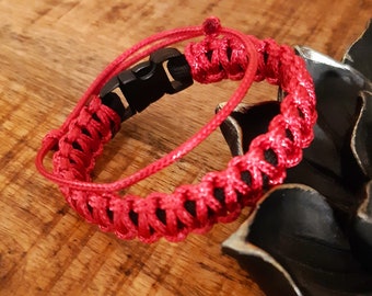 Bracelet Paracord hommes, Bracelet de survie rose et noir, bracelet Paracord 2 couleurs, Bande de poignet Paracord avec bracelet surfeur