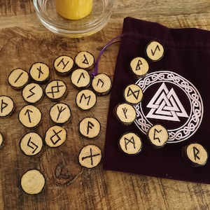 Handmade Wood Burned Elder Futhark Runes: Viking Divination Set