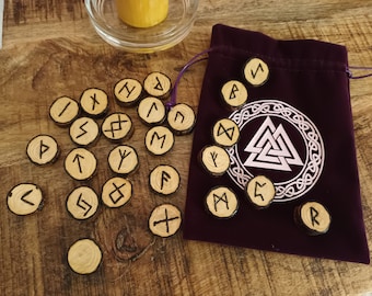 Handmade Wood Burned Elder Futhark Runes: Viking Divination Set