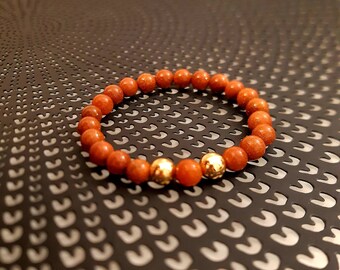 Bracelet en grès, bracelet en pierre précieuse de guérison, bracelet en pierre de soleil, bracelet en pierre de soleil de 8 mm, bracelet en pierre dorée de 8 mm, bracelet en perles brunes