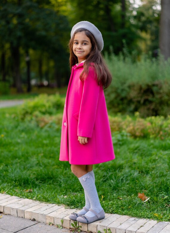 Hooded Coat for Girls Hot Pink Coat Girls Fall Outfit Girls Etsy