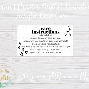 Acryl Pflege Karte Sticker Download für Thermodrucker | Digitale Download Dateien | Kundenspezifische | Für Cricut, Silhouette, Small Business