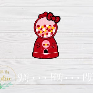 Cat with bow Inspired Gumball Machine SVG  | Cute Gift for Friend | For Acrylic Blank | Keychain File pdf png | For Cricut, Silhouette