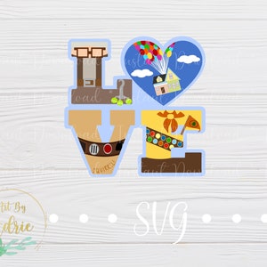 Ballon maison amour SVG | Fichier numérique en couches | Amis | Téléchargement numérique | Personnalisé | Pour Cricut, Silhouette | uvres d'art | Paradis | Aventure