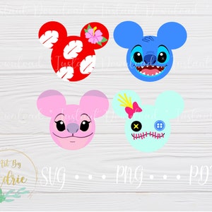 Ensemble SVG en forme de souris | Ohana signifie famille | Fichiers de téléchargement numérique | Personnalisé | Pour Cricut, Silhouette | Art d'oreille de personnage |