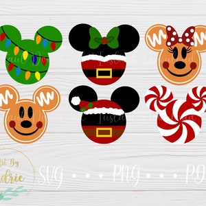 SVG a forma di topo / Collezione natalizia / File di download digitale / Personalizzato / Per Cricut, Silhouette / Arte dell'orecchio del personaggio