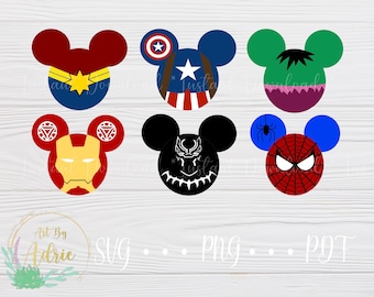 Mouse Shaped SVG Set | Hero collection | Classic Heroes | Digital Download Files | Custom | For Cricut, Silhouette | Character Ear Art
