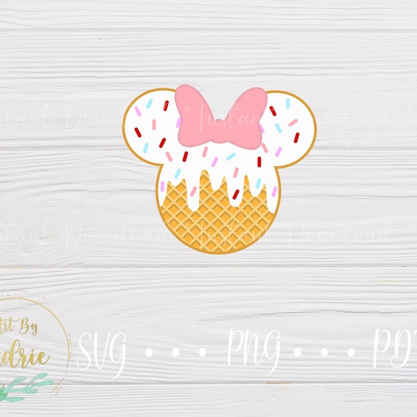 Ice Cream Cone Mouse Head SVG Set | Classic Mouse Set || Digital Download Files | Custom | For Cricut, Silhouette | Character Ear Art