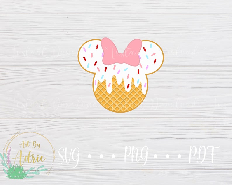 Ice Cream Cone Mouse Head SVG Set | Classic Mouse Set || Digital Download Files | Custom | For Cricut, Silhouette | Character Ear Art 