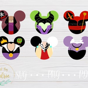 Mouse Shaped SVG Set | Villains Collection | Classic Villains | Digital Download Files | Custom | For Cricut, Silhouette | Character Ear Art
