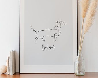 Regalo per bassotto: attrezzatura lineart personalizzabile come regalo perfetto per ogni proprietario, amante e fan del bassotto