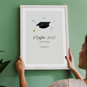 Gepersonaliseerde afstudeercadeau, bachelor, afstuderen, master, examen, opleiding, kunstprint, print, poster, cadeau, studie, universiteit