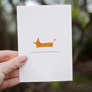 Birthday card as a dachshund gift - illustrated birthday postcard for your girlfriend, mom and co. - birthday card also in a set