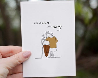 Carte postale d'amour - carte d'anniversaire de mariage - carte d'anniversaire - également comme cadeau d'anniversaire pour lui ou cadeau d'anniversaire de mariage pour mari et femme