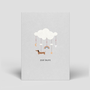 Carte de baptême pour les fans de teckels avec enveloppe - Commandez votre carte de baptême maintenant - Cartes postales, cartes de vœux - Cadeau teckel